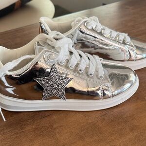 Silver Kids Shoes with Star Design